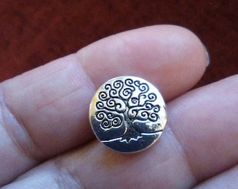 Tree of life buttons x5, buttons,pewter buttons,silver tone, metal buttons,craft,dressmaking,notions