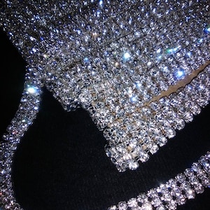 Diamante/rhinestone trim, 3 row, jewellery, crafting, wedding invites, clothing, decoration, bling