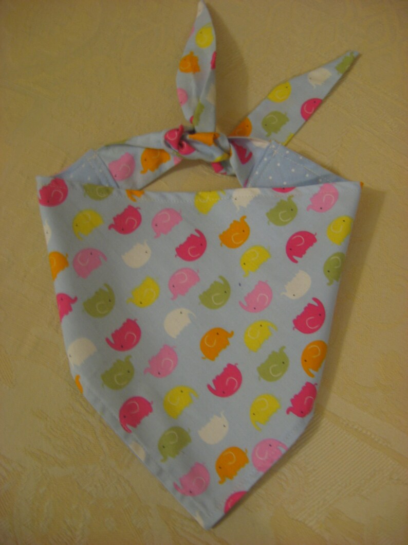dog pet photo prop s ml accessories Doggy bandana,colourful elephants on pale blue-sizes x small