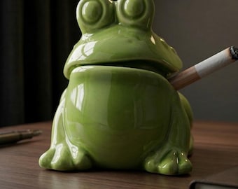 Posacenere in ceramica a forma di rana con coperchio, regalo personalizzato per fumatori, design anti-cenere volante, posacenere con incisione personalizzata, decorazione unica per l'ufficio per lui