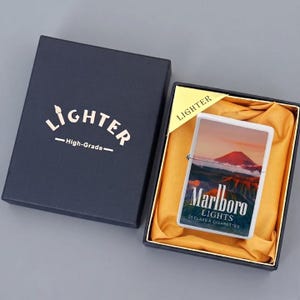 Encendedor metálico premium a prueba de viento, artículo de colección recargable de alta calidad, regalo elegante para él, accesorios de lujo de estilo vintage. B