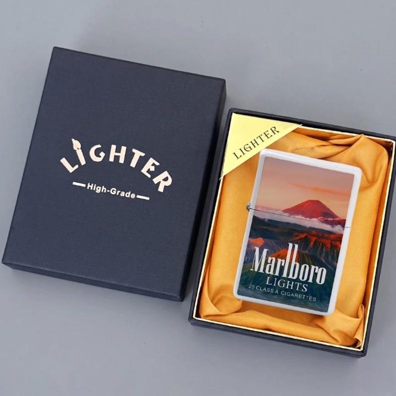 Encendedor metálico premium a prueba de viento, artículo de colección recargable de alta calidad, regalo elegante para él, accesorios de lujo de estilo vintage. B