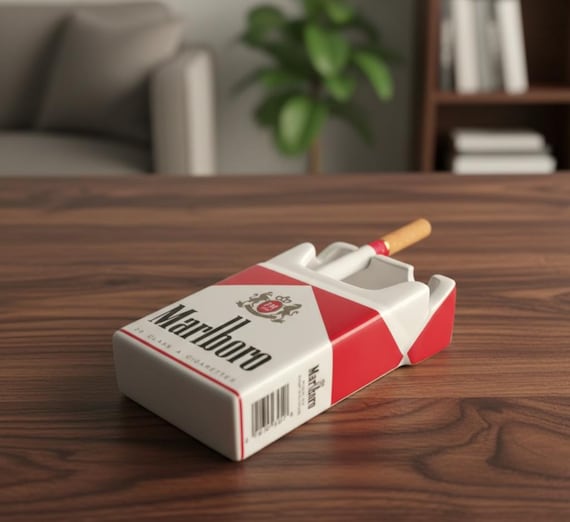 Vintage Camel Cigarette Box and Ashtray Set, Unique Desktop Decor