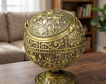 Posacenere antivento in metallo con coperchio a forma di drago vintage - Vassoio portatile per fumatori di sigari e auto