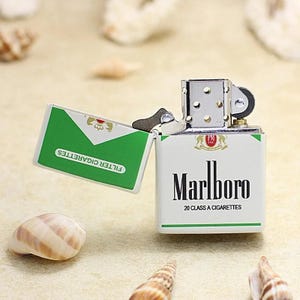 Encendedor metálico premium a prueba de viento, artículo de colección recargable de alta calidad, regalo elegante para él, accesorios de lujo de estilo vintage. imagen 4