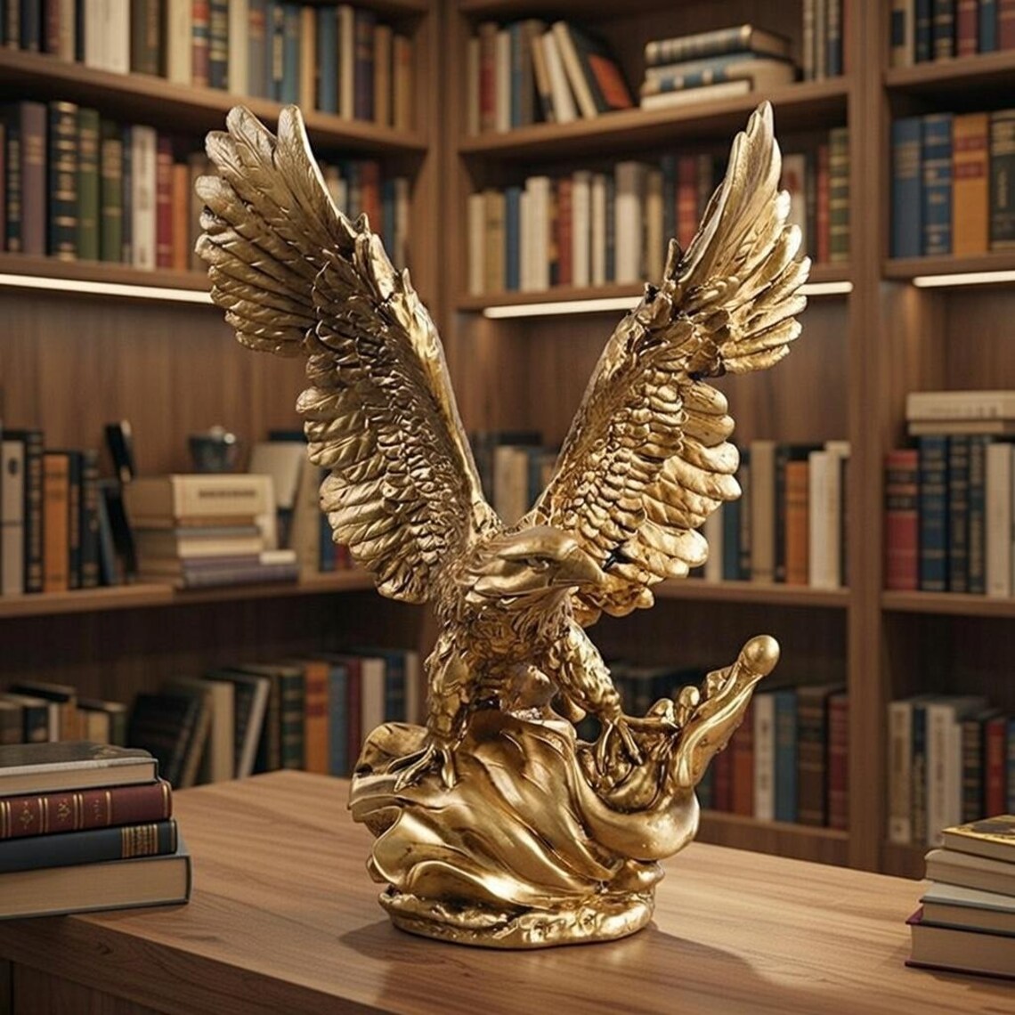 Antique Bronze Finish Eagle Statue, Lifelike Resin Sculpture - Etsy