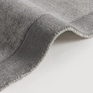 Grey Textured Handloom Rug, Kari Loop Cut Pile Wool Carpet, Modern Area Rug, Scandinavian Living Room Decor