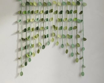 Schema per decorazione murale a cascata con foglie all'uncinetto / Ghirlanda di foglie boho facile da realizzare / Schema PDF per decorazione fai da te con foglie da appendere