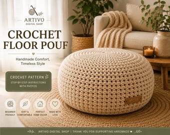 Schema PDF per pouf da pavimento all'uncinetto / Schema per pouf all'uncinetto / Cuscino da pavimento boho / Decorazioni per la casa all'uncinetto per principianti / Tutorial per pouf