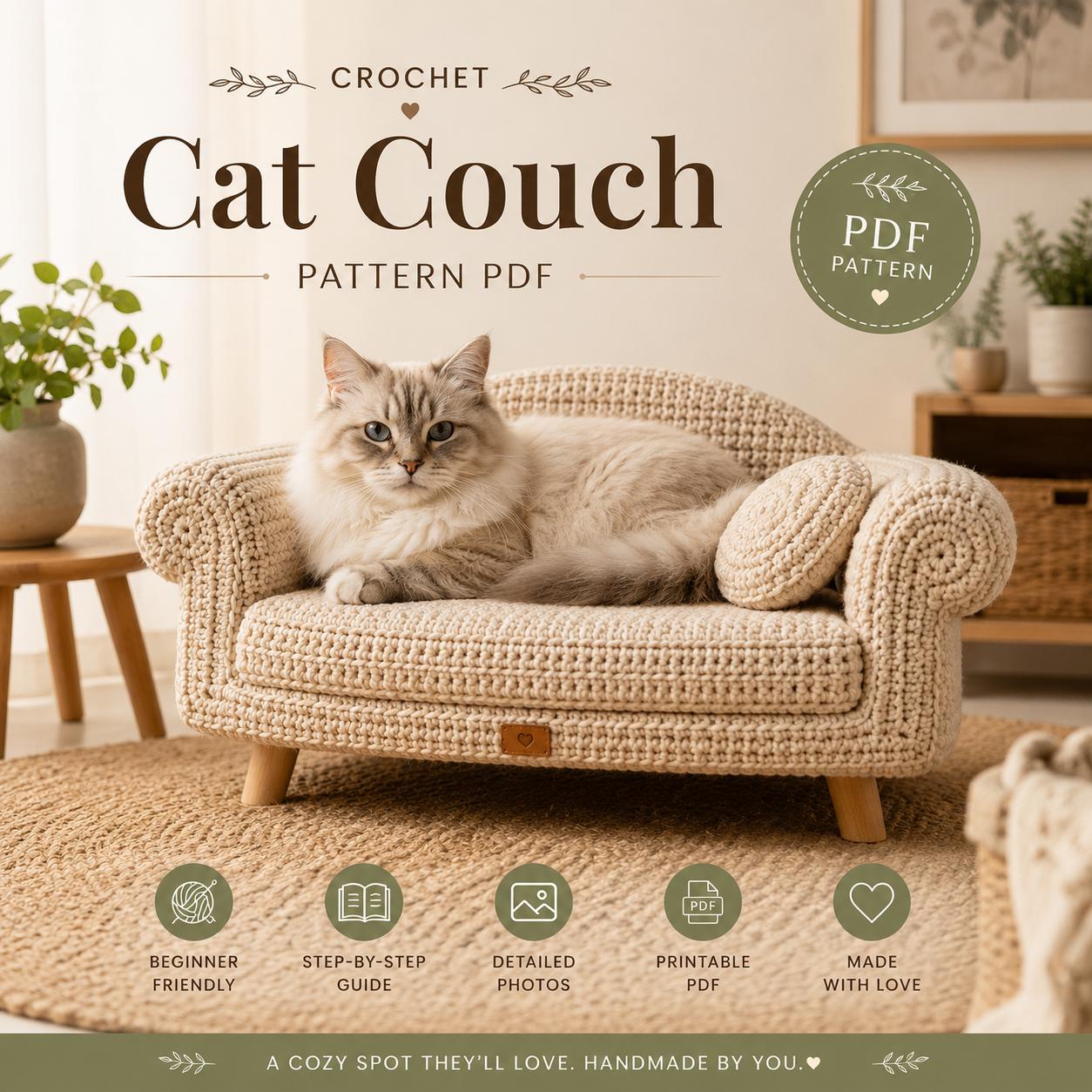 33 Cat Couch Crochet Patterns: Unleash Your Creativity with Fun & Stylish Designs 11 Crochet Cat Couch