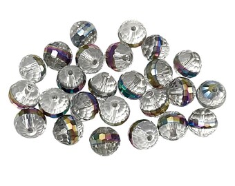 Mirror Ball Beads, 25 Pieces, Glass Beads, Vitrail Ab Beads, 10mm, Beading Supplies, B’sue Boutiques, Item03327