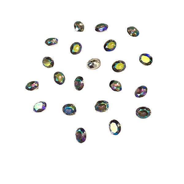 German Glass Stones, Vitrail, Dentelle Edge, Silver Foil Back, 10x8mm, 21pc, B’sue Boutiques, Item03336