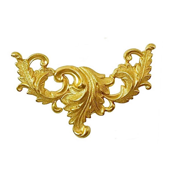Large Leafy Swag Centerpiece Plaque, Raw Unfinished Brass, Sold By Piece, 3.25 Inches, B’sue Boutiques, Item03105