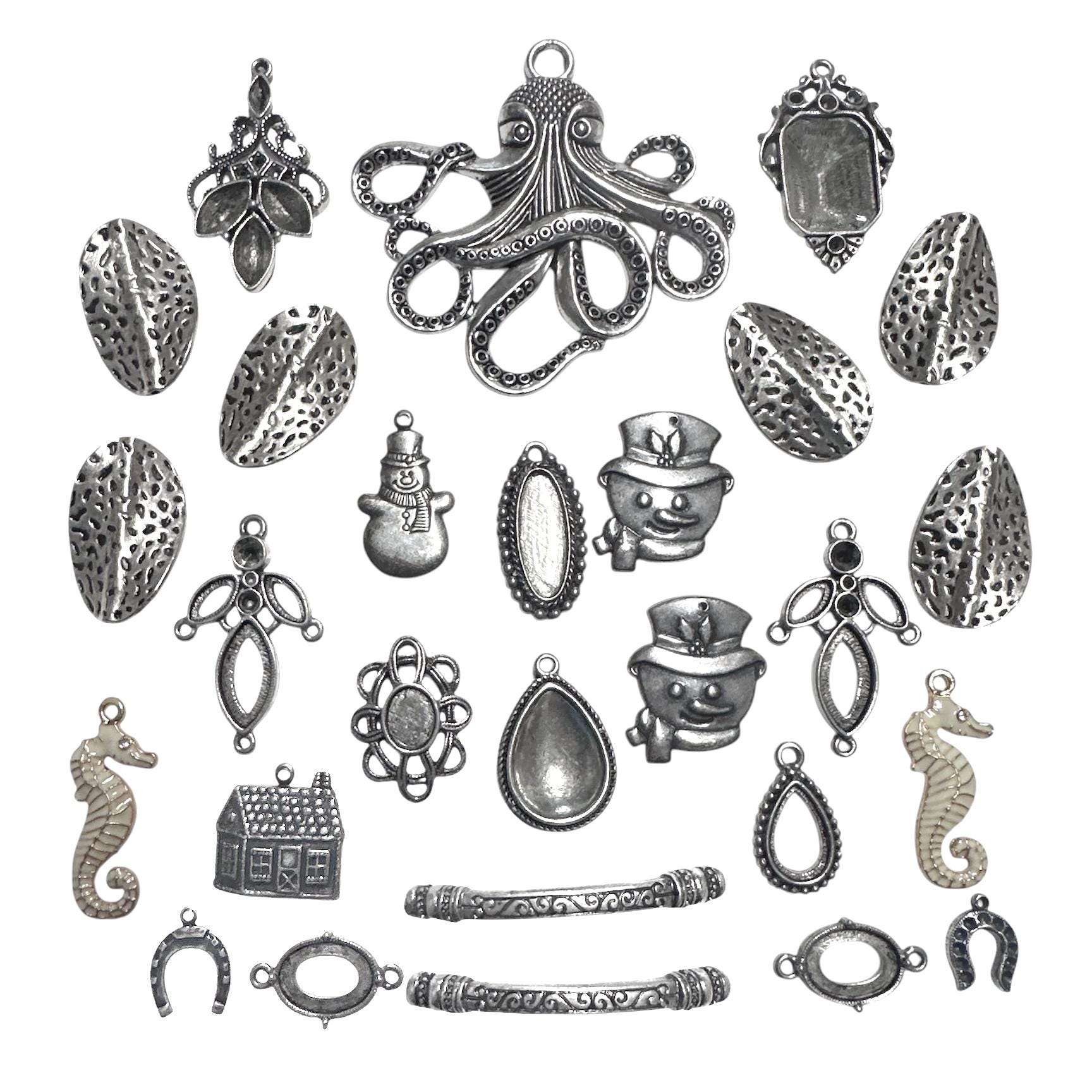 Silver Stamping Assortment, 27 Pieces, Assorted Sizes and Styles, Silver Finish Sampler, B'sue Boutiques, Item02812