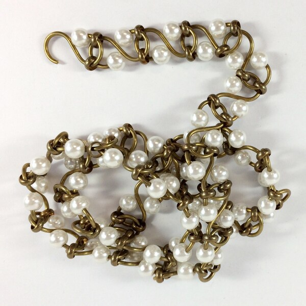 Perlenkette, Vintage Kette gebohrt Perlenkette, S förmige Kette, Schmuckherstellung, Schmuck Kette, Bsue, 2 kontinuierliche Füße, Item08913