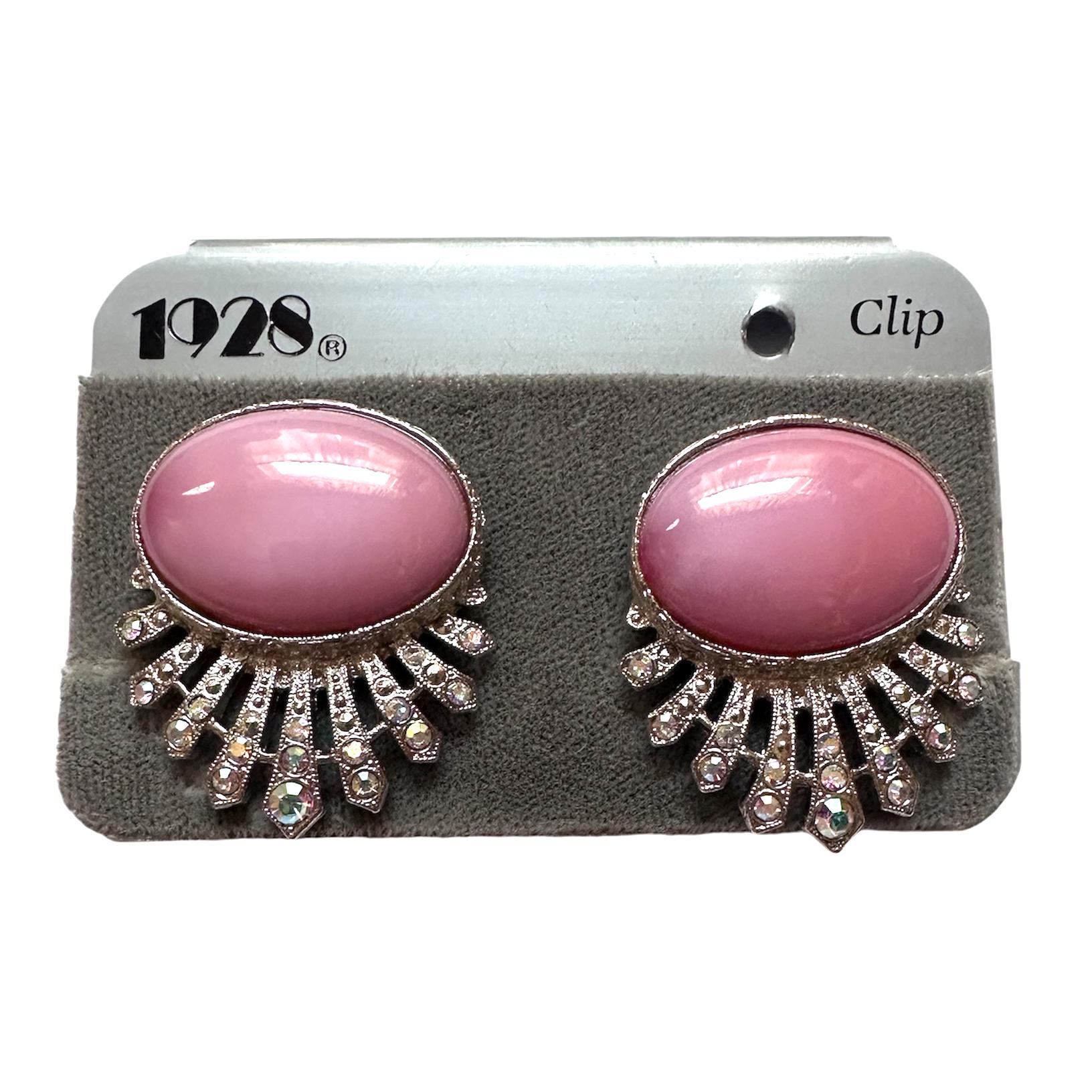 1928 Jewelry Company Vintage Clip Earrings, Silver Plated
