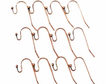 Ganchos para pendientes con extremo de bola, estilo anzuelo, 12 unidades o 6 pares, cobre antiguo, B'sue Boutiques, artículo n.° Ear08059