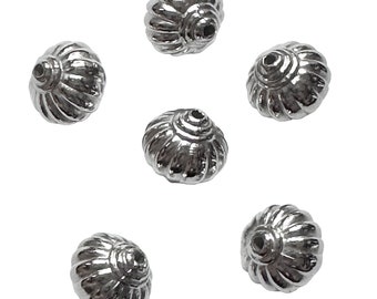 Tapered Lantern Beads, Acrylic Resin Beads, 6 Pieces, Silver Tone, 14 x 14mm, B'sue Boutiques, Item04532