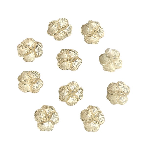 Textured Acrylic Flowers, 10 Pieces, Center Drilled Flower, Pansy, Jewelry Making, Cream Color, 22mm, B'sue Boutiques, Item03322