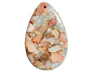 Drilled Smooth Aqua Terra Jasper Stone Pendant, 48x30, B’sue Boutiques, Item01014