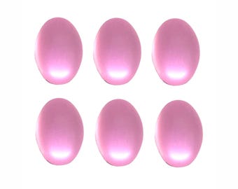 Set von 6 Rosa Acryl Cabochons, Rückseite mit Silberfolie, Schmuckherstellung, 18 x 13 mm, B'sue Boutiques, Ref09913