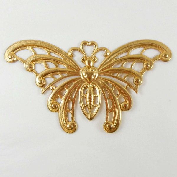 Messing-Schmetterlinge, filigrane Schmetterlinge, Schmuck machen, Steampunk Kunst, roh Messing, B'sue, nickelfrei, US gemacht, 2.25 x 4 Zoll, Item05405