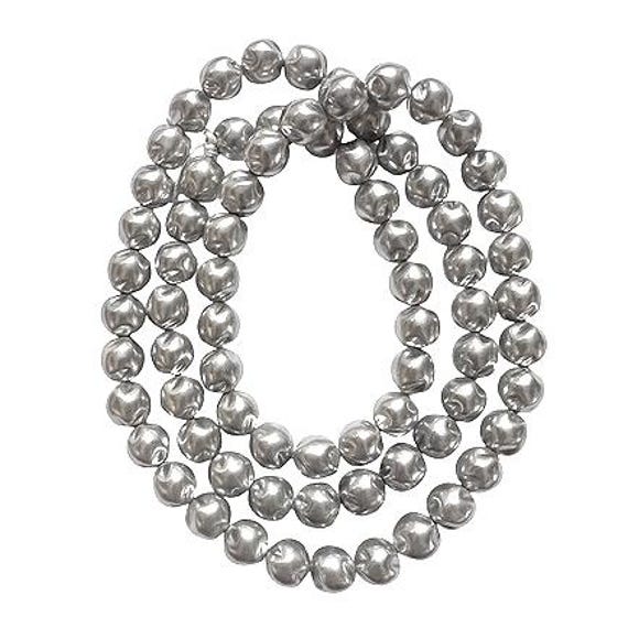 Silver Grey Glass Baroque Pearls, Czech Glass, 75 Pieces, Temp
