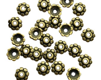 Flower Bead Caps, Zinc Alloy Beads, Beading Supplies, Antique Bronze, 8mm, 25 Pieces, Beading Supplies, B'sue Boutiques, Item08991