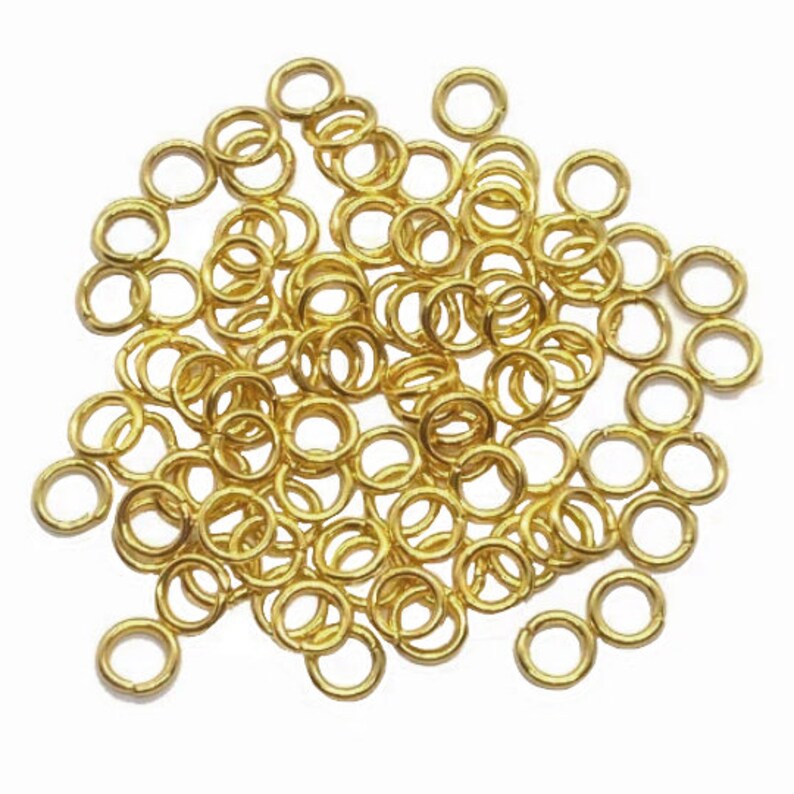 Brass Jump Rings, 50 Pieces, Jewelry Making Supplies, Gold Plated, Round, B'sue Boutiques, 4mm, Item010225 image 1