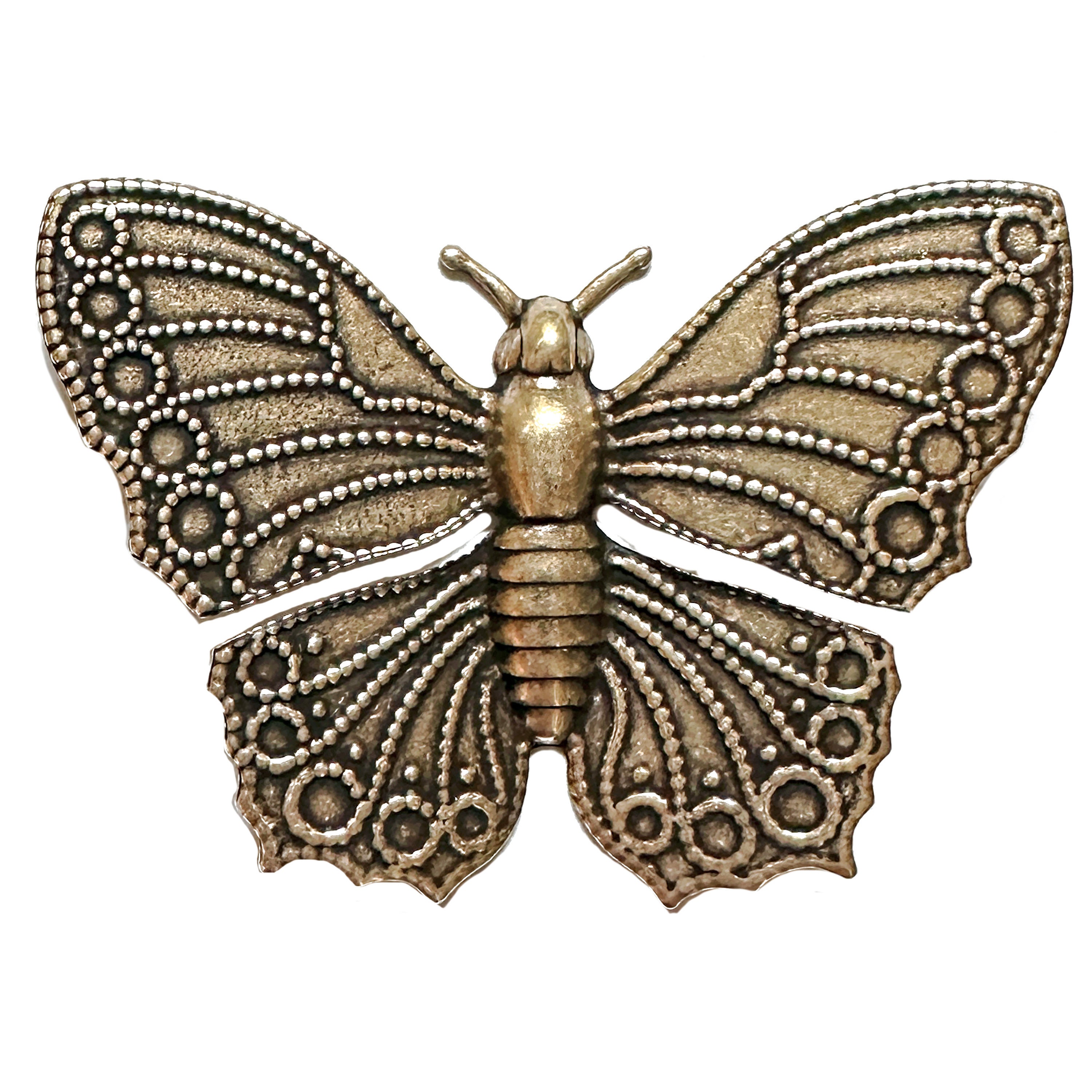 大きな蝶のスタンプ、真鍮製の牛、フォーカルセンターピース、ペイント