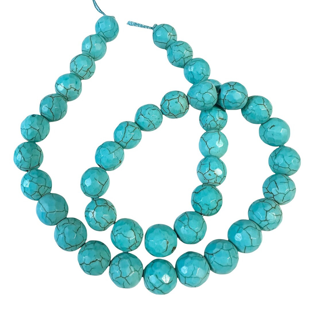 Faceted Dyed Howlite Beads, Semi-precious Stones, Look of Turquoise ...
