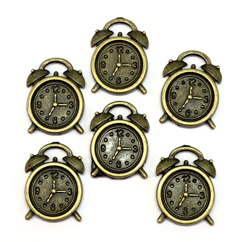 Alarm Clock Charms 6 Piece Zinc Alloy Clock Charms Jewelry Etsy