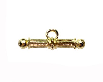 Toggle Bar, 22K Gold Finish Pewter, Vintage Style, Clasp, US Made, Lead Free, B'sue By 1928, 32x5mm, B'sue Boutiques, Item04466