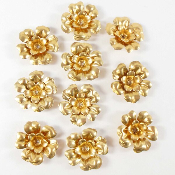 Abgeflacht, Tee-Rosen, Messing Blumen, Blumen genietet, rohen Messing, Antik Messing, uns, Nickel frei gemacht, Bsue Boutiquen, 28mm, Item04823