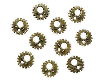 Steampunk Reversible Clock Gears, or Watch Cogs, Cast Zinc with a Bronze Finish, 11mm, B'sue Boutiques, Item08485