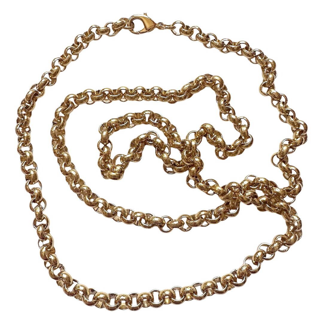 Heavy Link Rolo Chain With Clasp, 2.5 Continuous Feet, Gold Plated ...