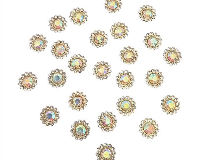 Glass Rhinestone Clusters, Flat Back, Gold Tone Setting, 25 Pieces ...
