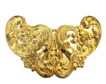 Large Centerpiece Plaque, Floral Cornucopia Design, Dimensional Piece, Raw Unfinished Brass, 3.25 x 2 Inches, B&#39;sue Boutiques, Item08098