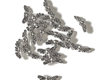 Cast Zinc Alloy, Old Silver Finish, Fairy Wing Beads, 20 Pc, Beading Supplies, Jewelry Making, 5x14mm, B&#39;sue Boutiques,  Item05496