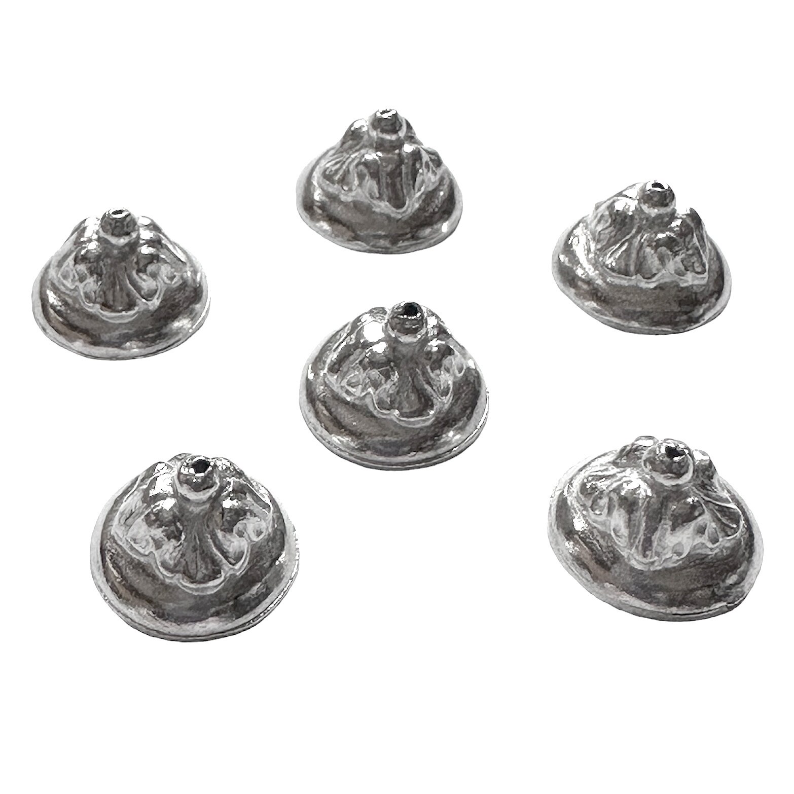 *⑅︎୨୧┈︎ イギリス　ヴィンテージベア︎ アンティークベア　┈ ୨୧⑅︎* 1928 Raw Pewter Cast Bead Caps, Abstract Bell Style, Jewelry