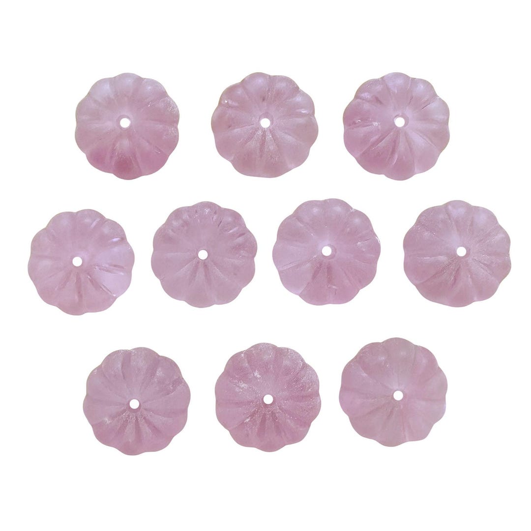 Japanese Frosted Glass Flower Rondelle Beads, 10 Pieces, Soft Pink ...