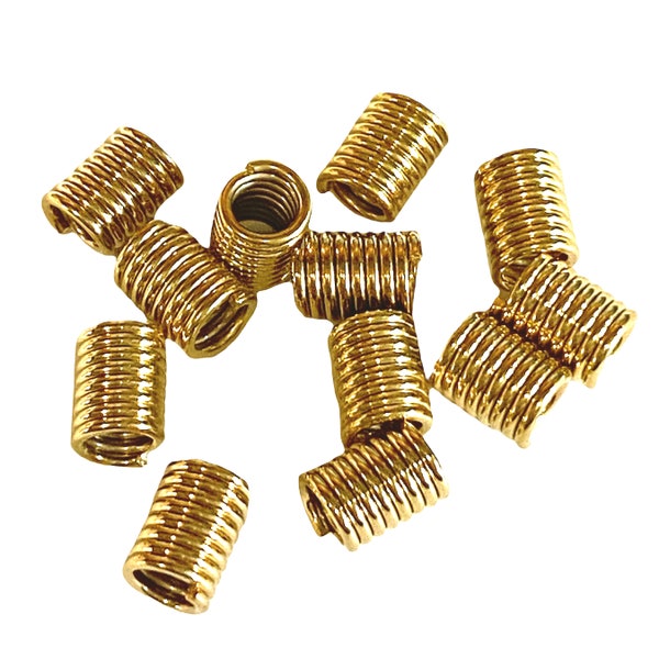 Coil Beads, 12 Pieces, Springs or Coils, Industrial Beads, Gold Plated, 7 x 4mm, B'sue Boutiques, Item09034