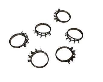 Loop Ring Base, Beading Ring, Cluster Ring,  Black Oxide, 6pc, B’sue Boutiques, Item03323