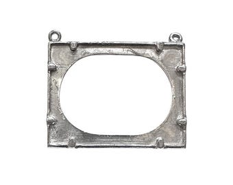 1928 Picture Frame Pendant, Antique Silver, Cast Pewter, US Made, 33 x 28mm, Lead Free Pewter, B&#39;sue Boutiques, Item03431