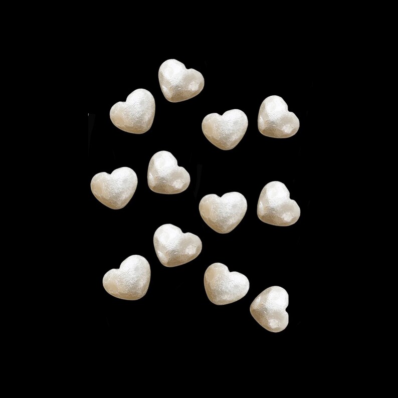 Heart Bead, Cotton Pearl Style, Puffy, Vertically Drilled, 12 Pieces, Jewelry Supplies, B'sue Boutiques, 16x19mm, Item03092 image 1