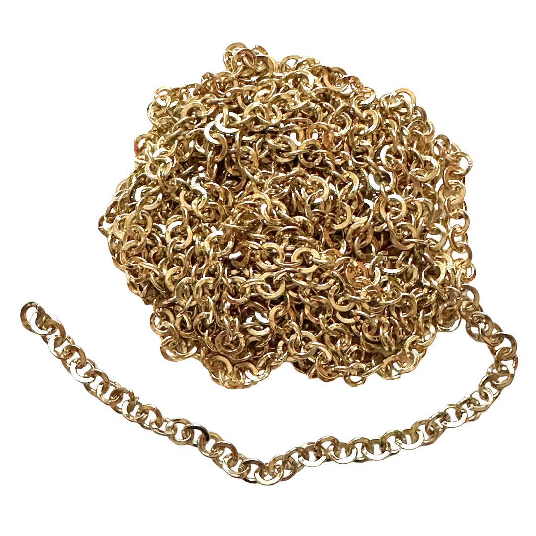 Gold Plated Cable Chain, Approx. 10 Continuous Feet, Jewelry Making
