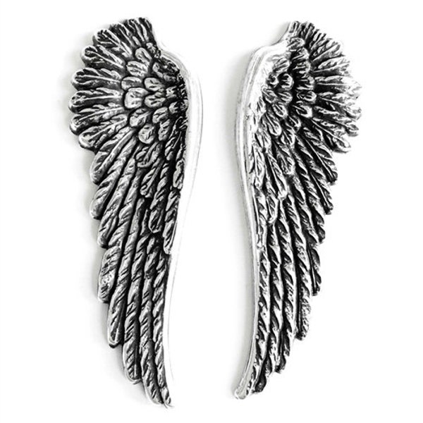 Silverware Silverplate, Left And Right Facing Gossamer Wing Pair, Bird Wings, 52 x 17mm, B'sue Boutiques, Item08813
