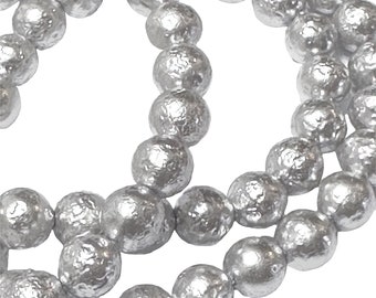 Light Silver Grey Ice Pearls, Czech Glass, 75 Pieces, Temp Strung, Jewelry Supplies, 8mm, B'sue Boutiques, Item09950