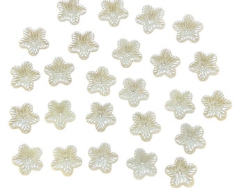 Textured Acrylic Flowers, 10 Pieces, Center Drilled Flower, Jewelry Making, Cream Color, B'sue Boutiques, 18mm, Item08749