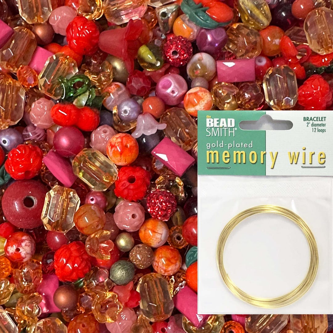 Vintage Memory Wire Bead Mix Kit, Glass, Acrylic, Semi, More, 4 ...